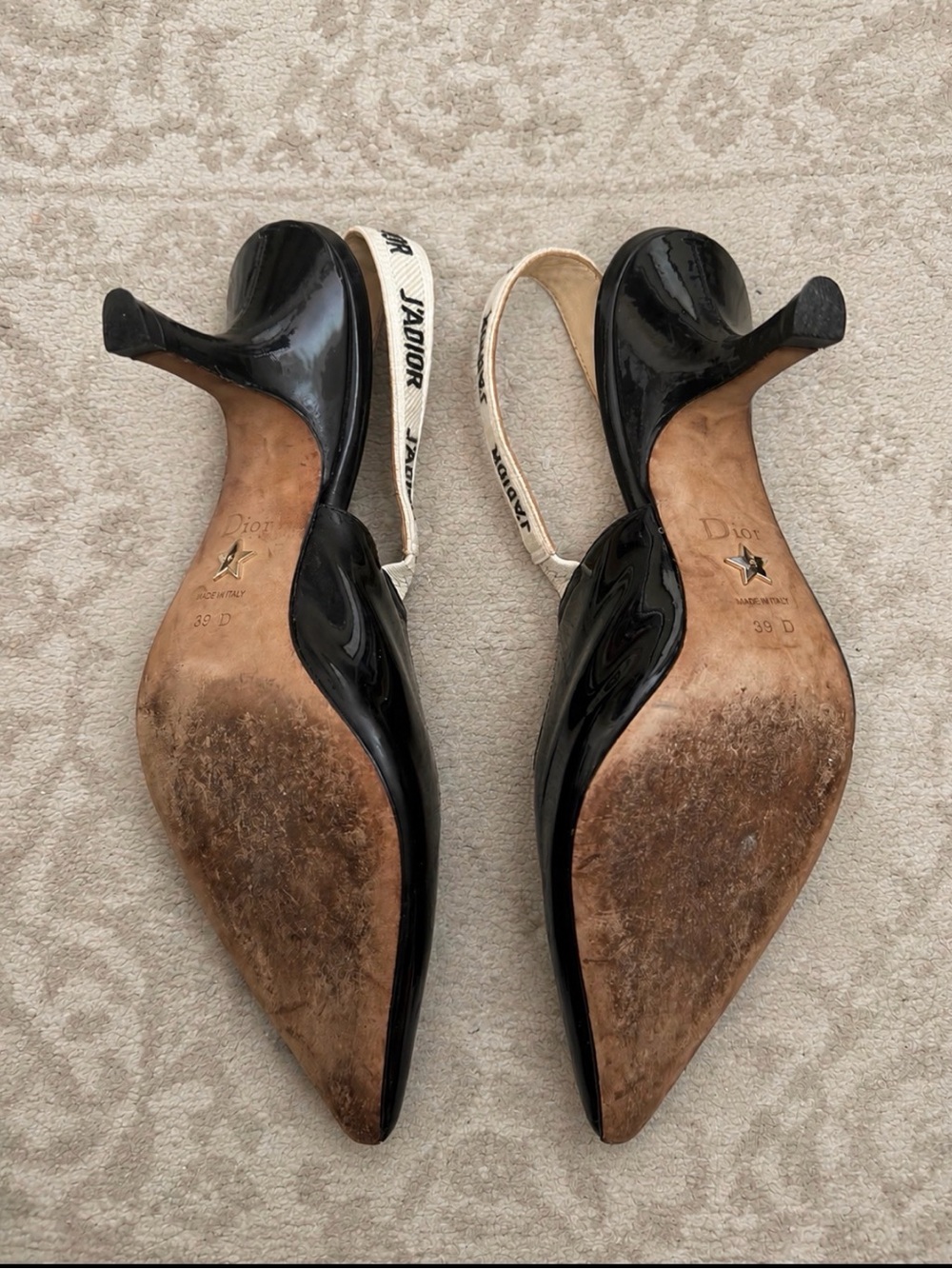 Dior Black Patent Leather Slingback Pumps with J'Adior Strap - Picture 6 of 6